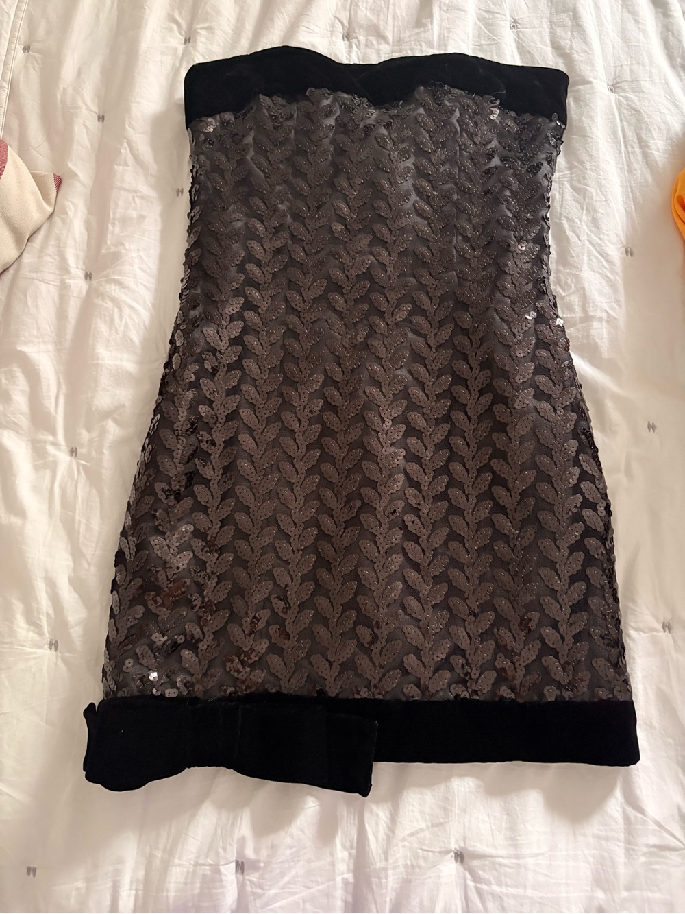 Vintage Victor Costa Black Sequin Strapless Mini Dress